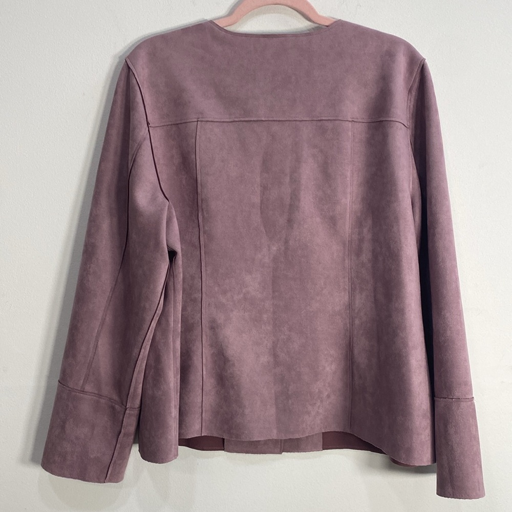 Chico's Purple‎ Faux Suede Blazer with Collarless Design 16/18 - Picture 6 of 11